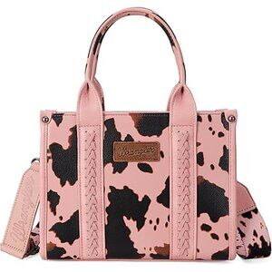 NWT Wrangler Pink Cow Print Crossbody Tote Bag Purse, Wide Strap Concealed Carry